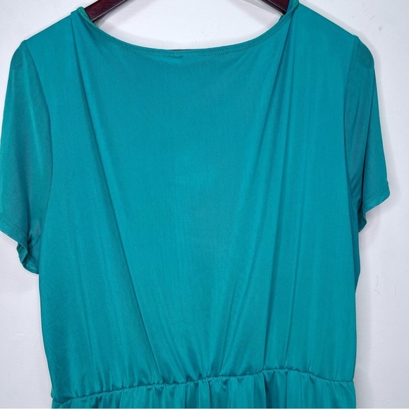 Pennington's Green Faux Wrap Short Sleeve Scoop Neck Blouse Size X - Picture 6 of 8